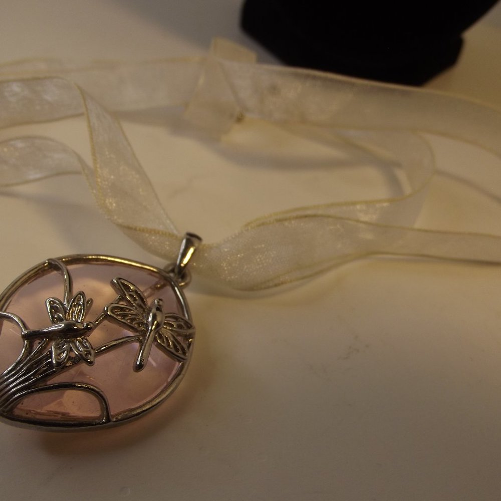 Pink Glass Dragonfly Pendant Necklace - Picture 4 of 7